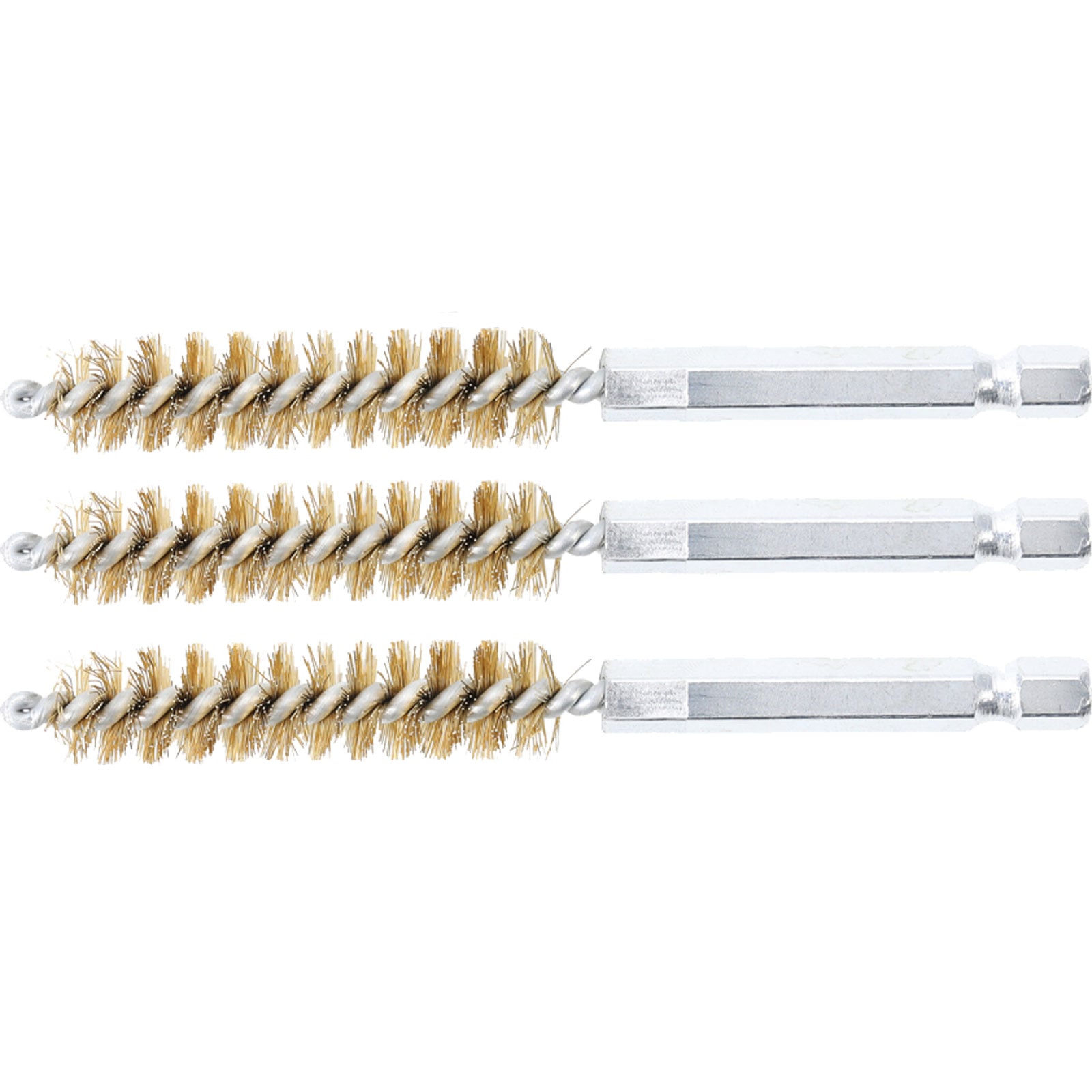 BGS Messingbürste 11 mm Antrieb Außensechskant 6,3 mm (1/4") 3tlg. - 3078-11-M