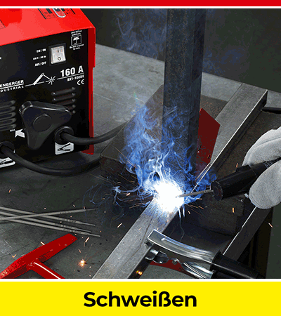 Schweißen eines Metallstücks mit einem Elektroschweißgerät