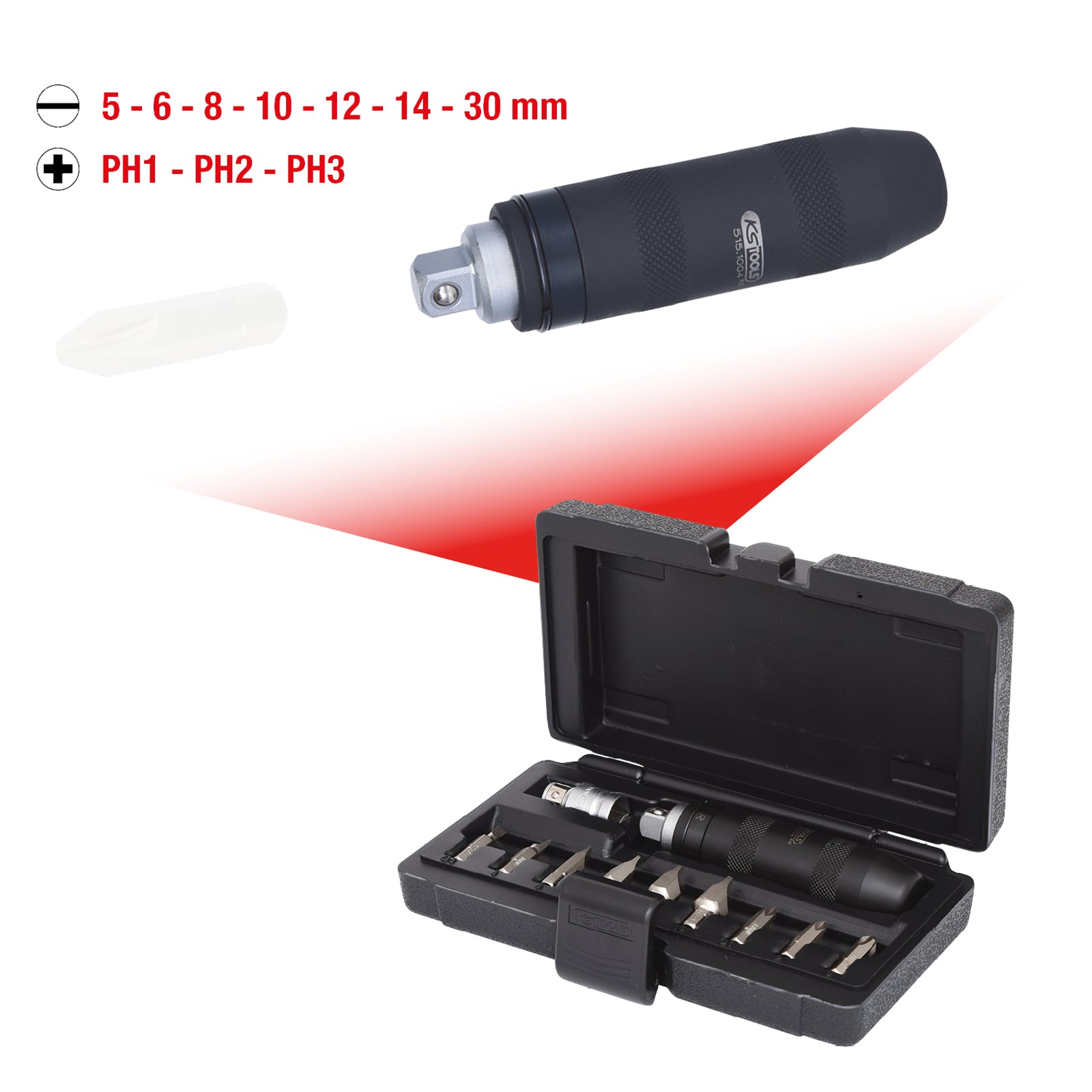 KS TOOLS 1/2" Hand-Schlagschraubendreher-Satz 11tlg. - 515.1003