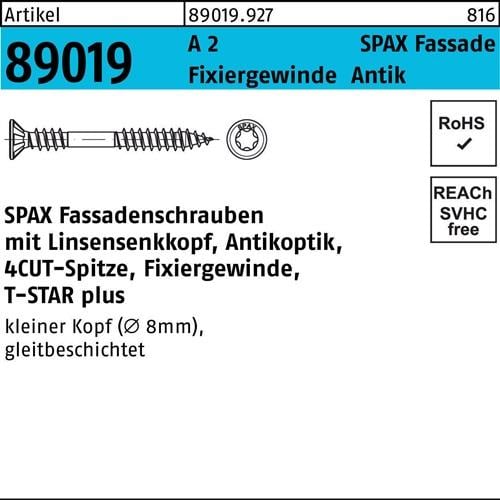 Fassadenschraube R 89019 Liko T-STAR 4,5x 50/21-T A 2 antikfarben 200St. SPAX