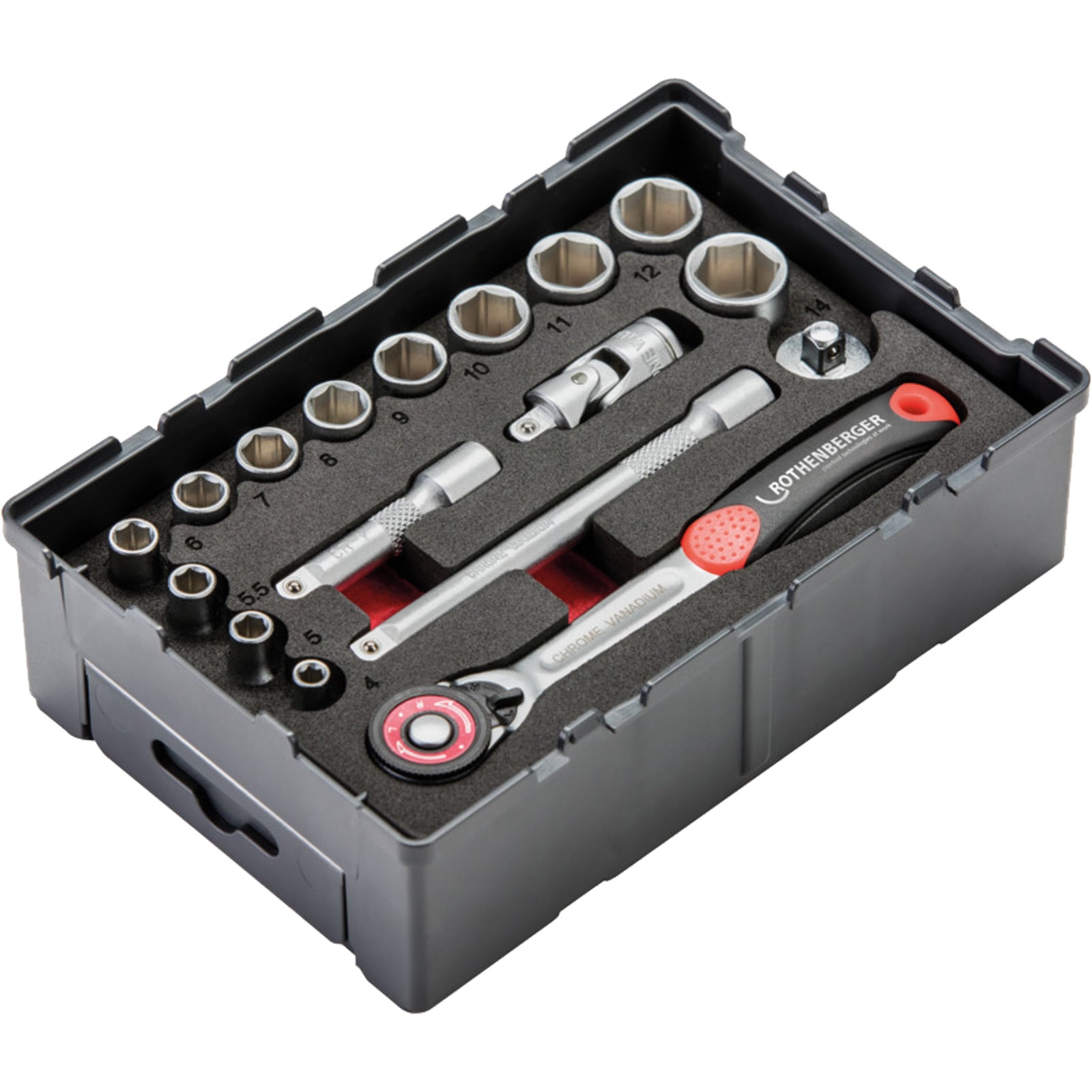 ROTHENBERGER 6-Kant-Steckschlüssel Set 1/4", 17-teilig - 1000002180