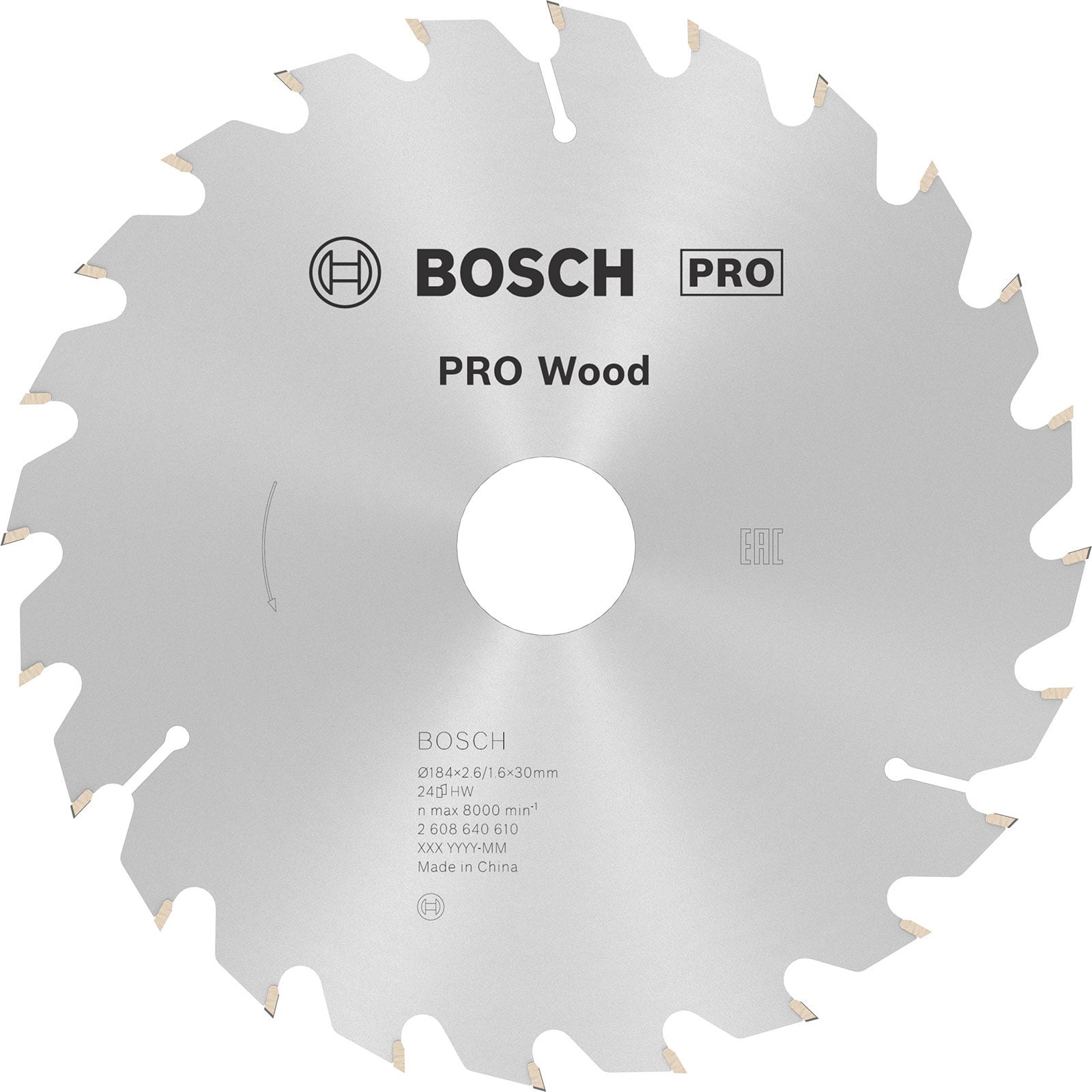 Bosch PRO Wood Kreissägeblatt 184 x 2,6 x 30 mm - 2608640610