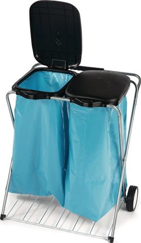 Abfallsammler H780xB660xT370mm 20-130l 2-fach,m.Rl.u.Gitterboden