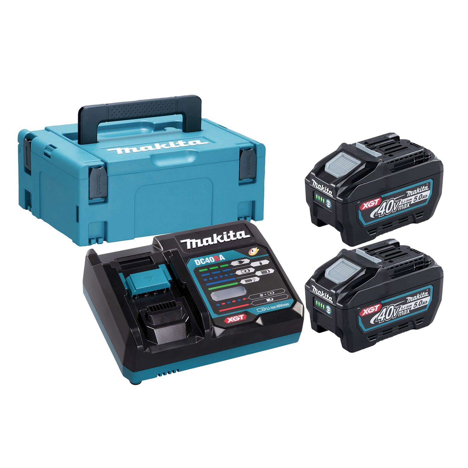 Makita Power Source Kit Li 40V inkl. Schnellladegerät DC40RA und 2x Akkus BL4050F 5,0 Ah im MAKPAC Gr. 2 - 191V35-5
