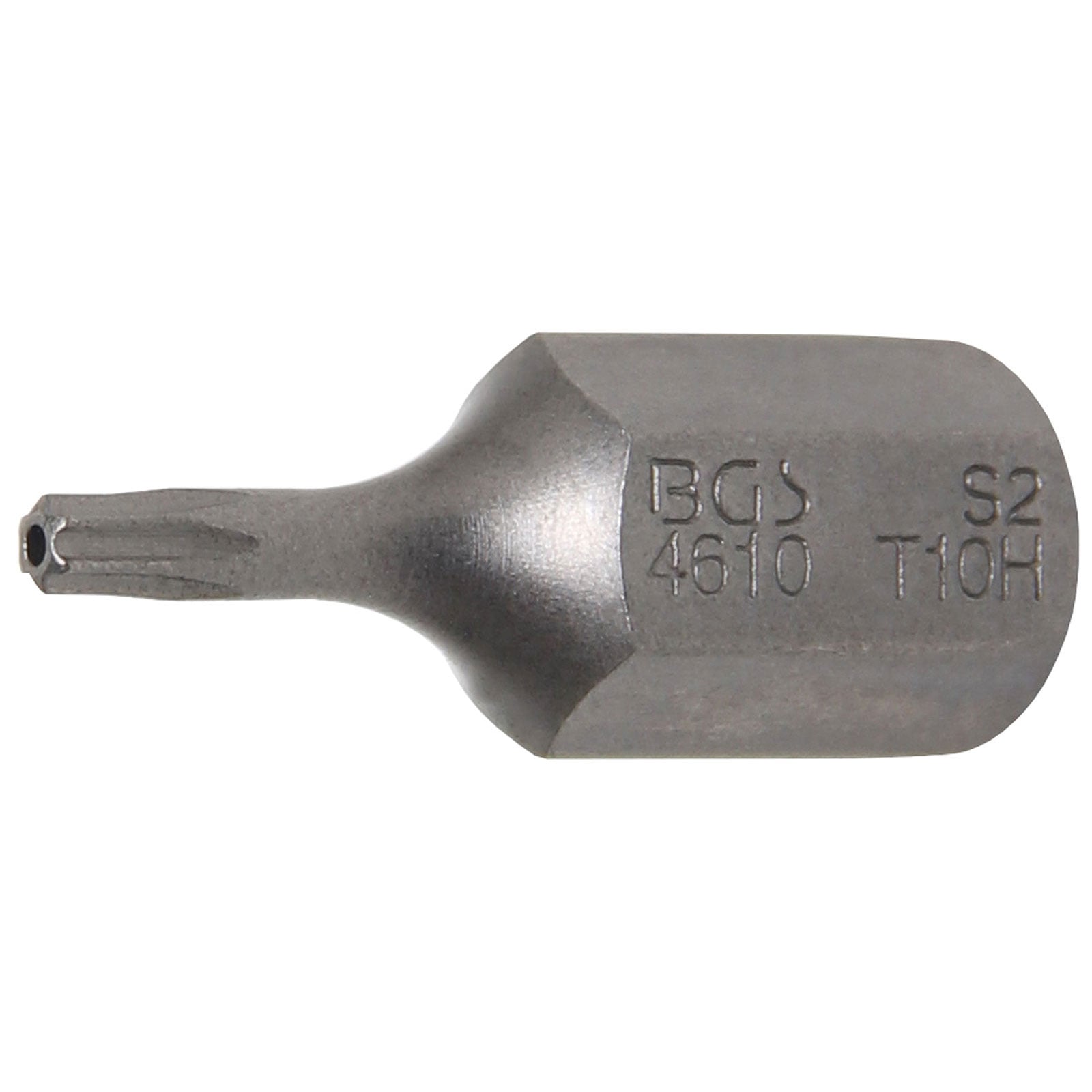 BGS Bit Antrieb Außensechskant 10 mm (3/8") T-Profil (für Torx) mit Bohrung T10 - 4610