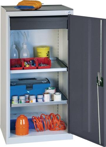 Werkzeug-/Beistellschrank H1000xB500xT500mm 1Schubl.,2Bd.lichtgrau/enzianblau