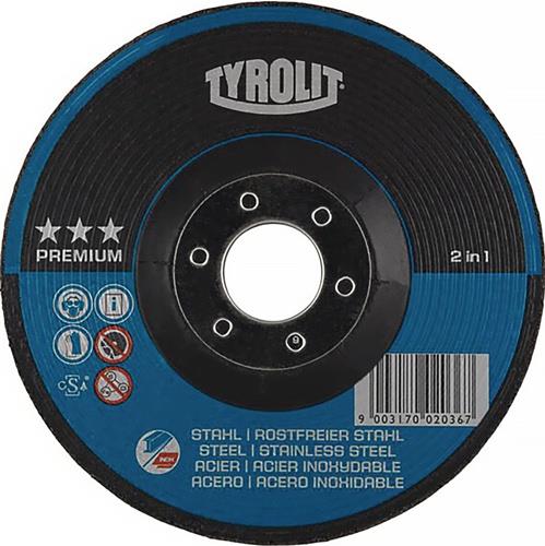 Schruppscheibe PREMIUM D125xS4mmKörnung 30 gekr.2in1 Bohr.22,23mm TYROLIT
