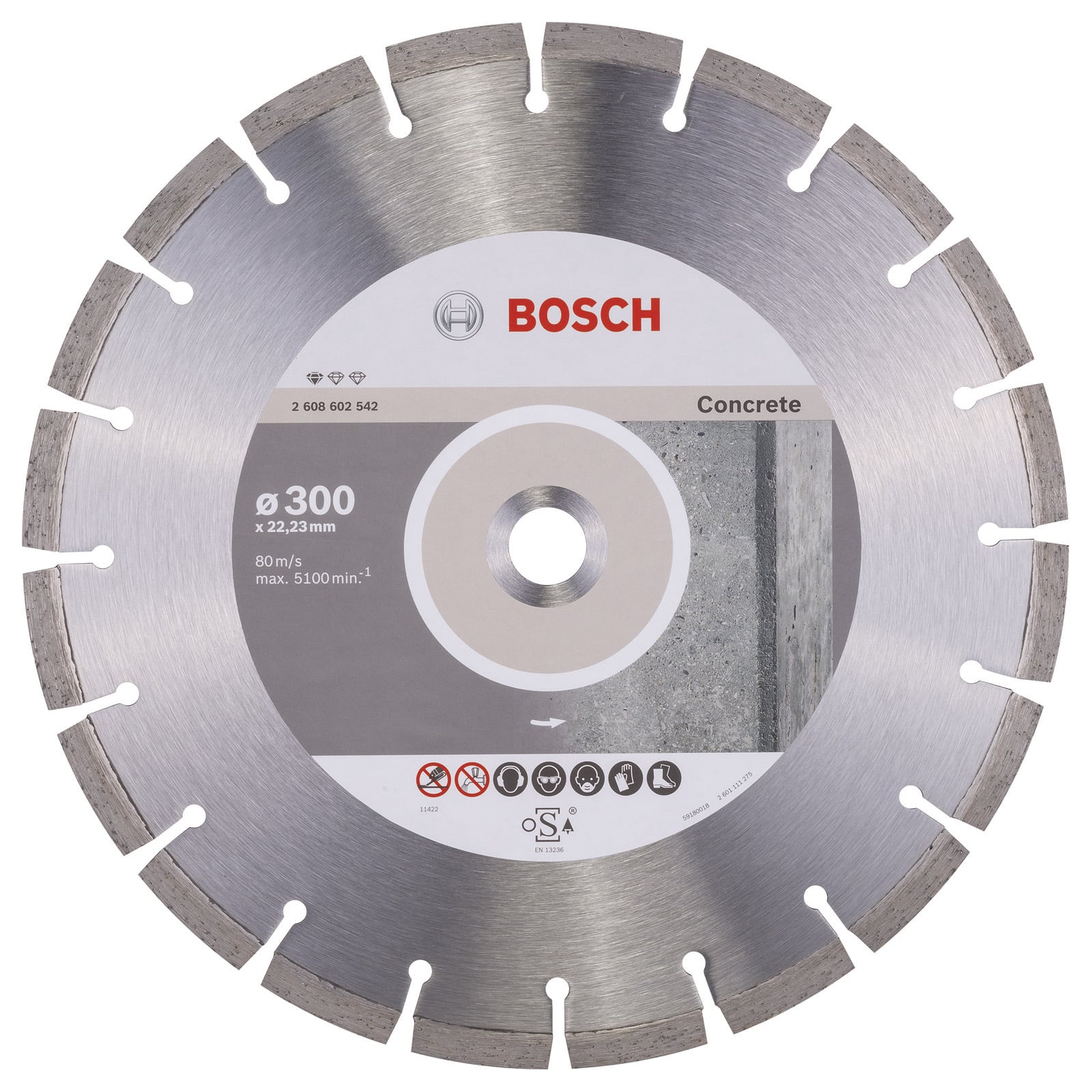 Bosch Diamanttrennscheibe Standard for Concrete 300x22,23x3, x10 mm 2608602542