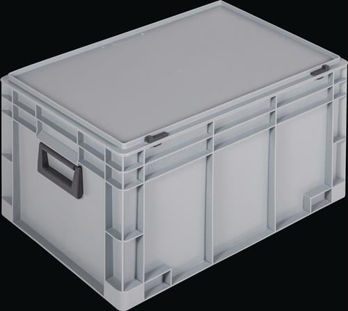 Ku.-Koffer L600xB400xH333mm PP 2 Griffe Schiebeverschluss grau 62,2l LOCKWEILER