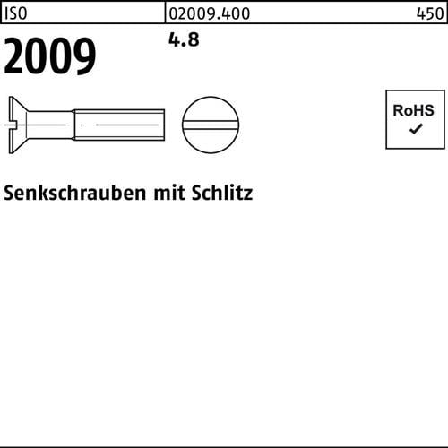 Senkschraube ISO 2009 Schlitz M4x 5 4.8 2000 Stück