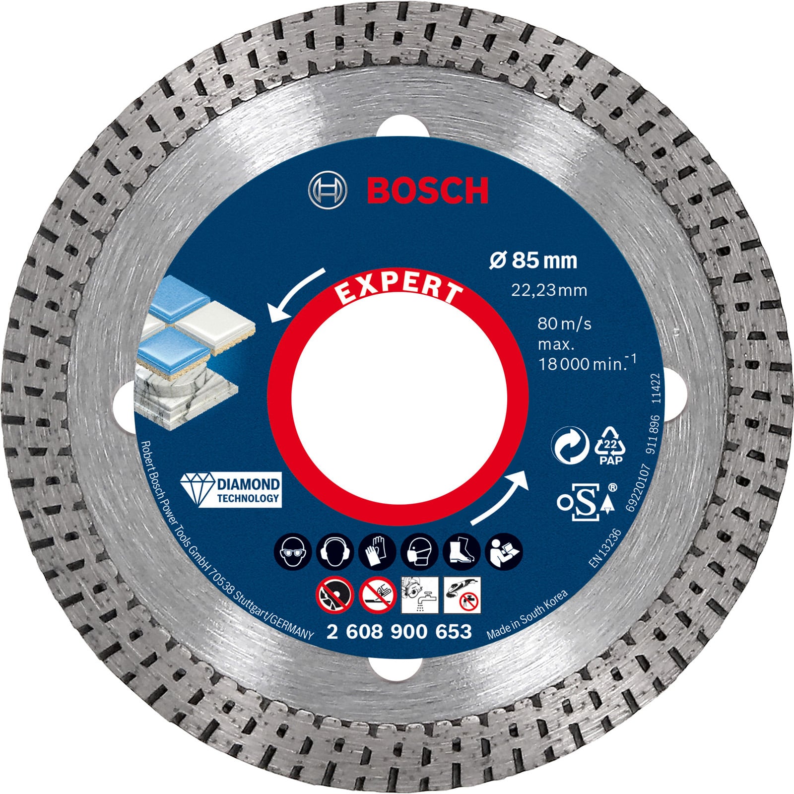 Bosch Expert HardCeramic Diamanttrennscheiben 85 x 22,23 x 1,6 x 7 mm - 2608900653