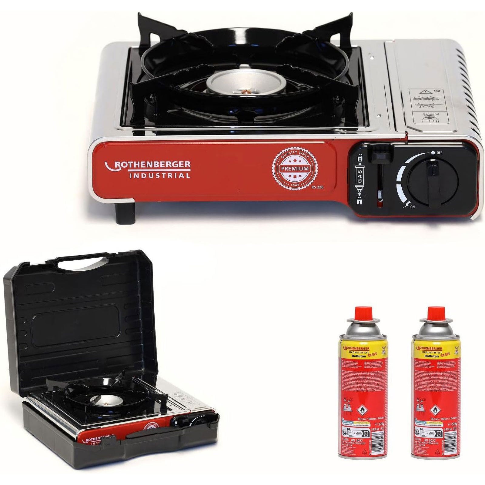 ROTHENBERGER Industrial Campingkocher 2,2 kW Premium RS 220 inkl. 2x RoButan 220 gr. - 1500004232