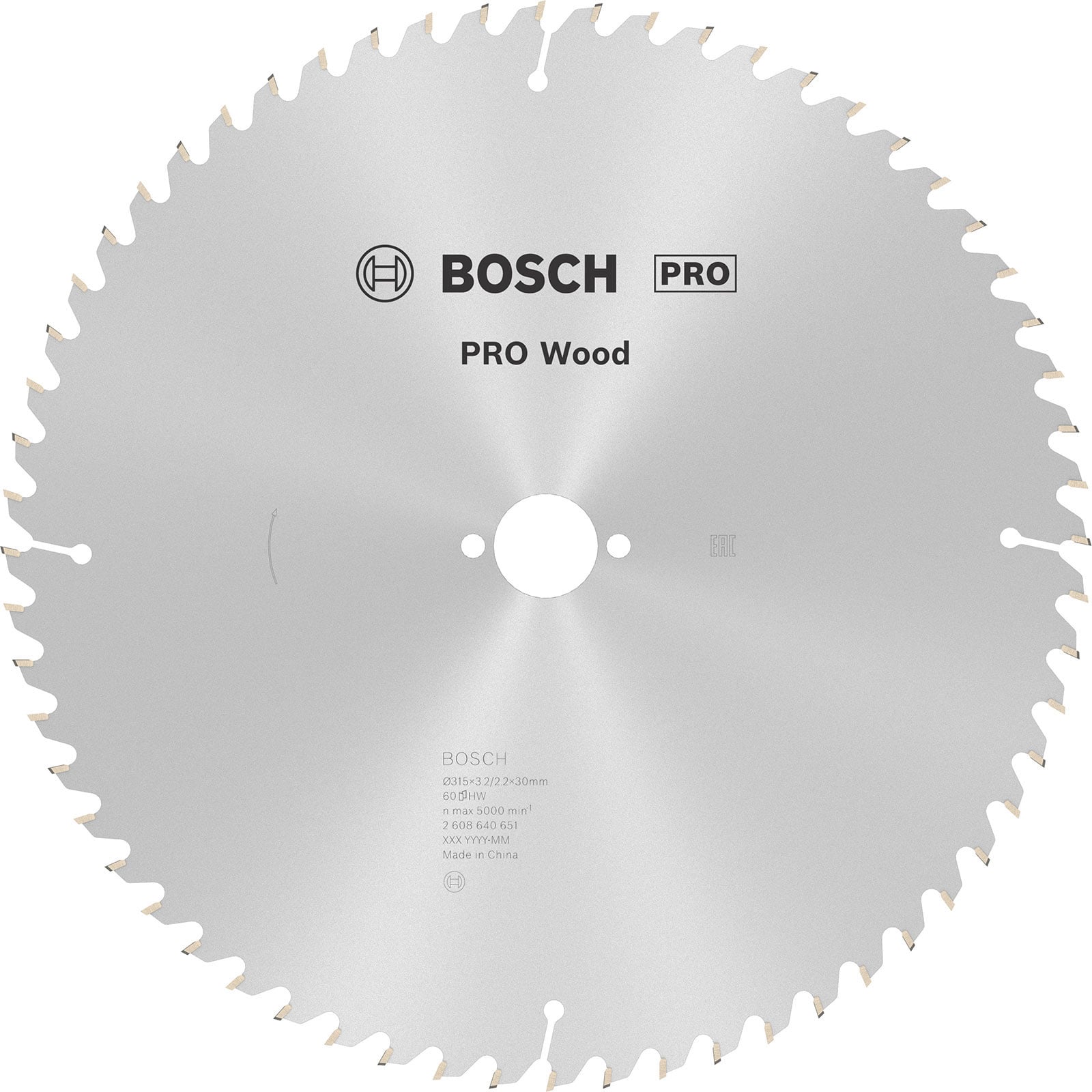 Bosch PRO Wood Kreissägeblatt 315 x 3,2 x 30 mm - 2608640651