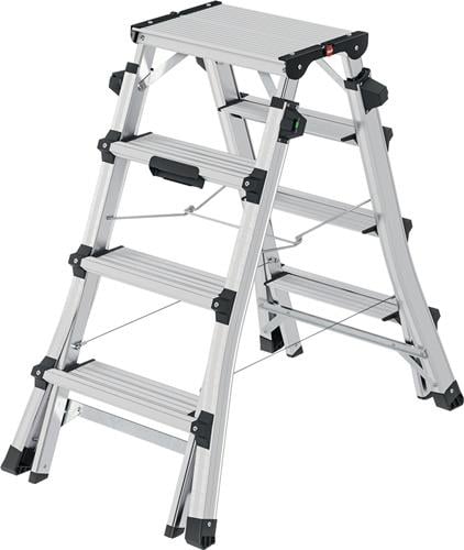 Stufenstehleiter D100TL Alu.Stufen 2x4-2x6 Gesamt-H.981-1430mm teleskopier.HAILO