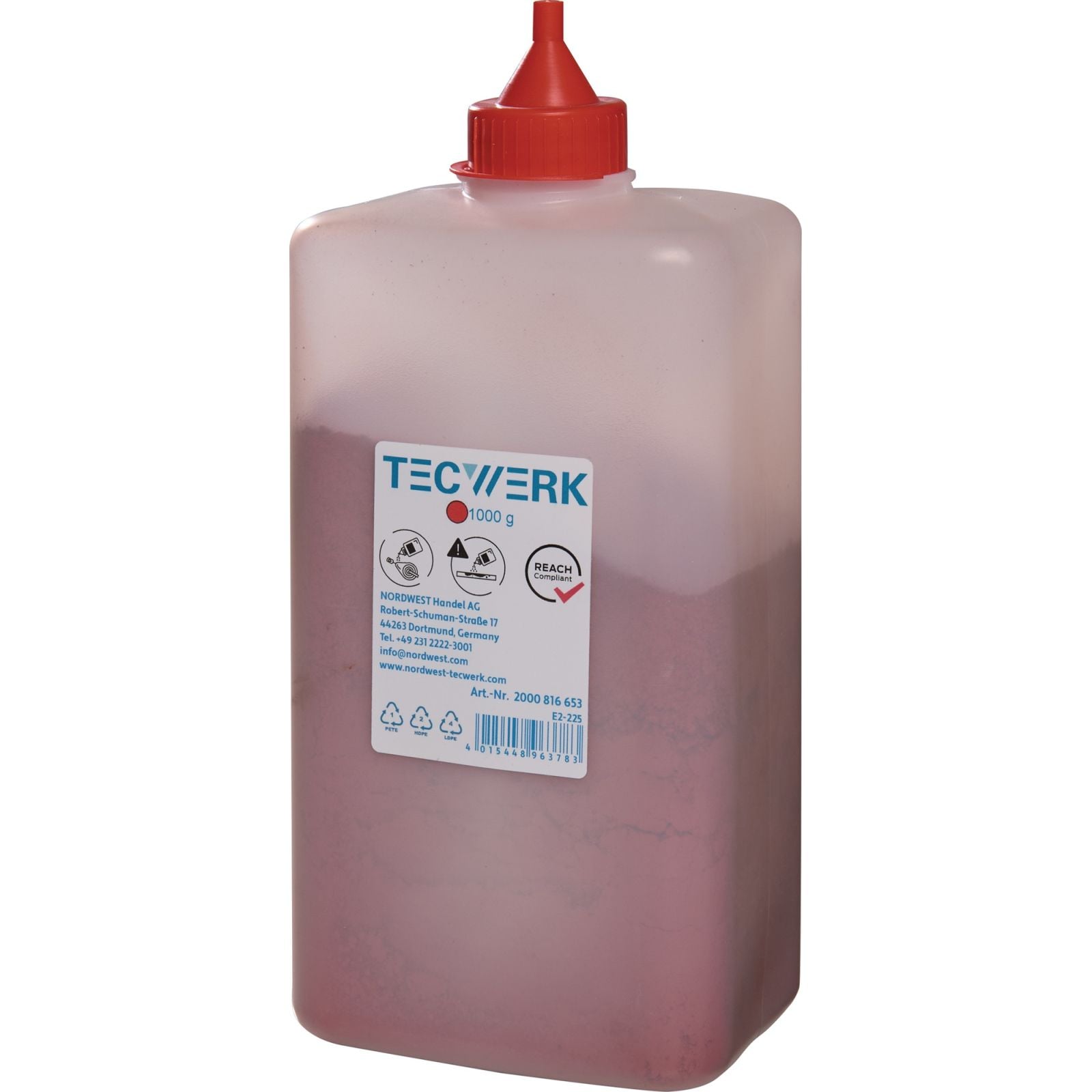 Schlagschnurkreide 1000g rot Ku.-Flasche TECWERK