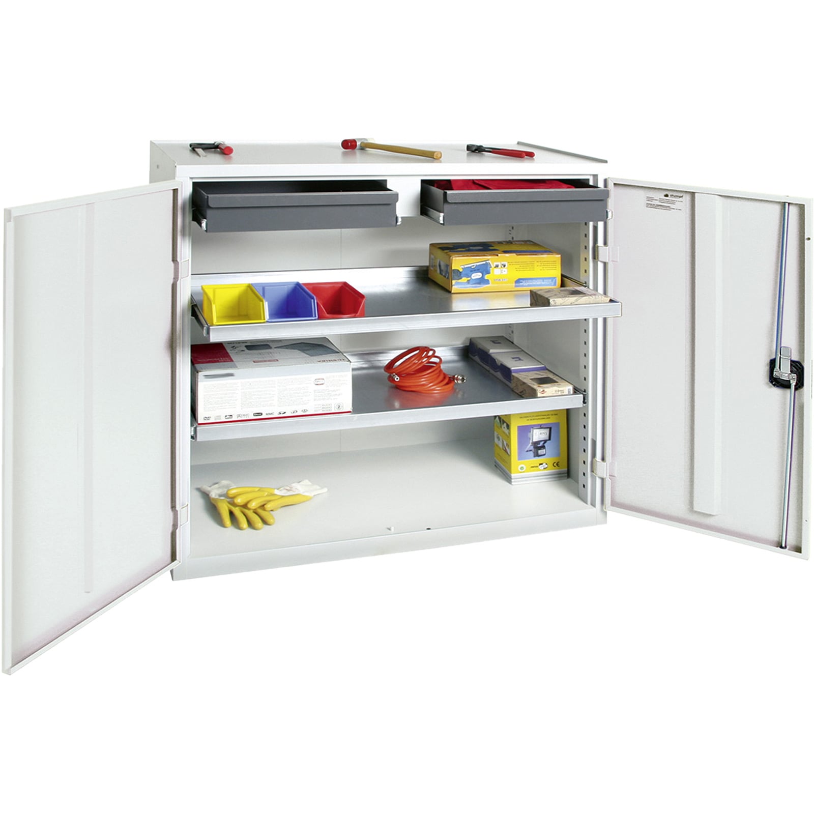 Stumpf Werkzeug- und Materialschrank Serie 3000 lichtgrau + 2 Schubladen 100 mm + 2 Auszugsböden - 3007207