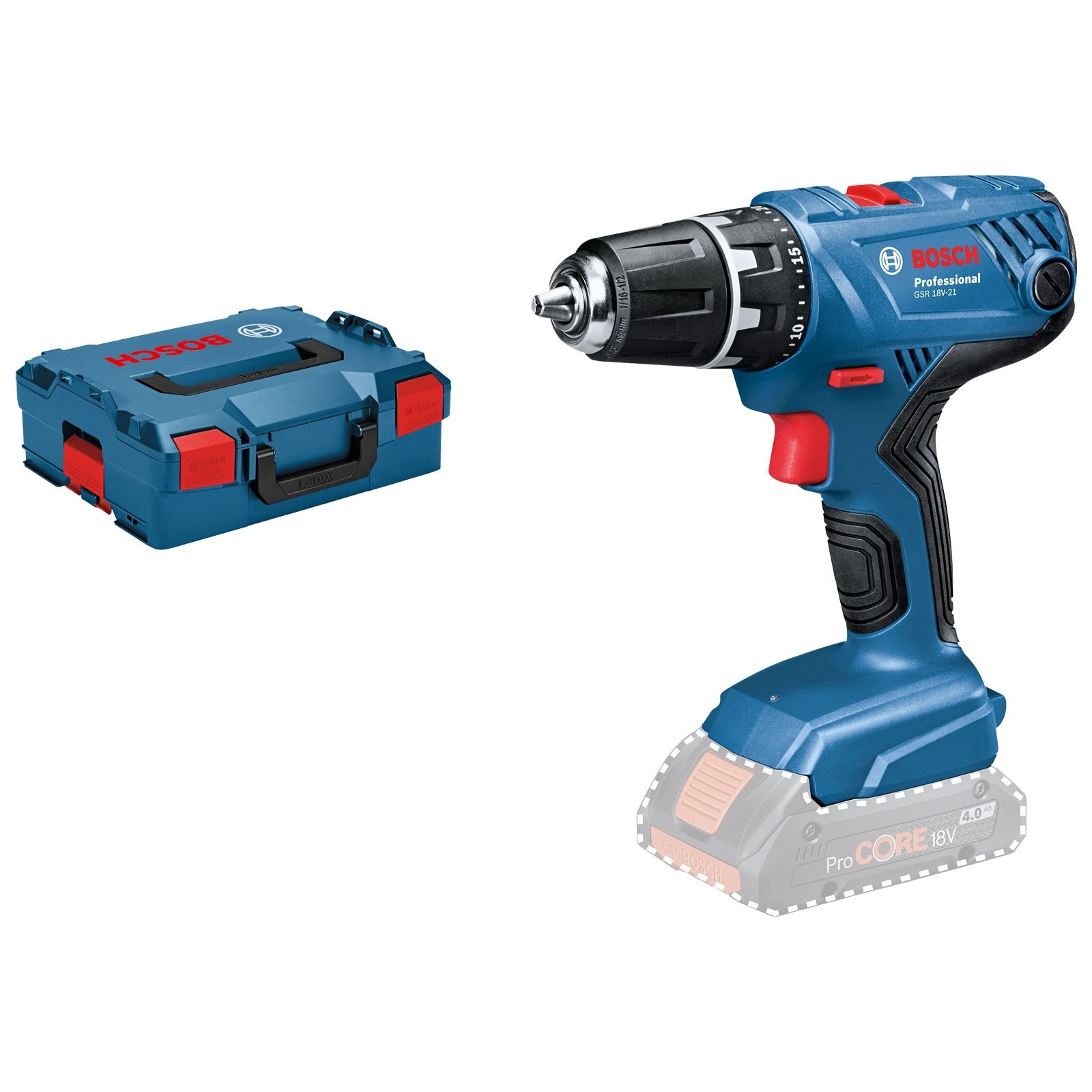 Bosch Akku-Bohrschrauber GSR 18V-21 Clic&Go 18 V Solo in L-Boxx - 06019H1009 Bosch Akku-Bohrschrauber GSR 18V-21 Clic&Go 18 V Solo in L-Boxx - 06019H1009