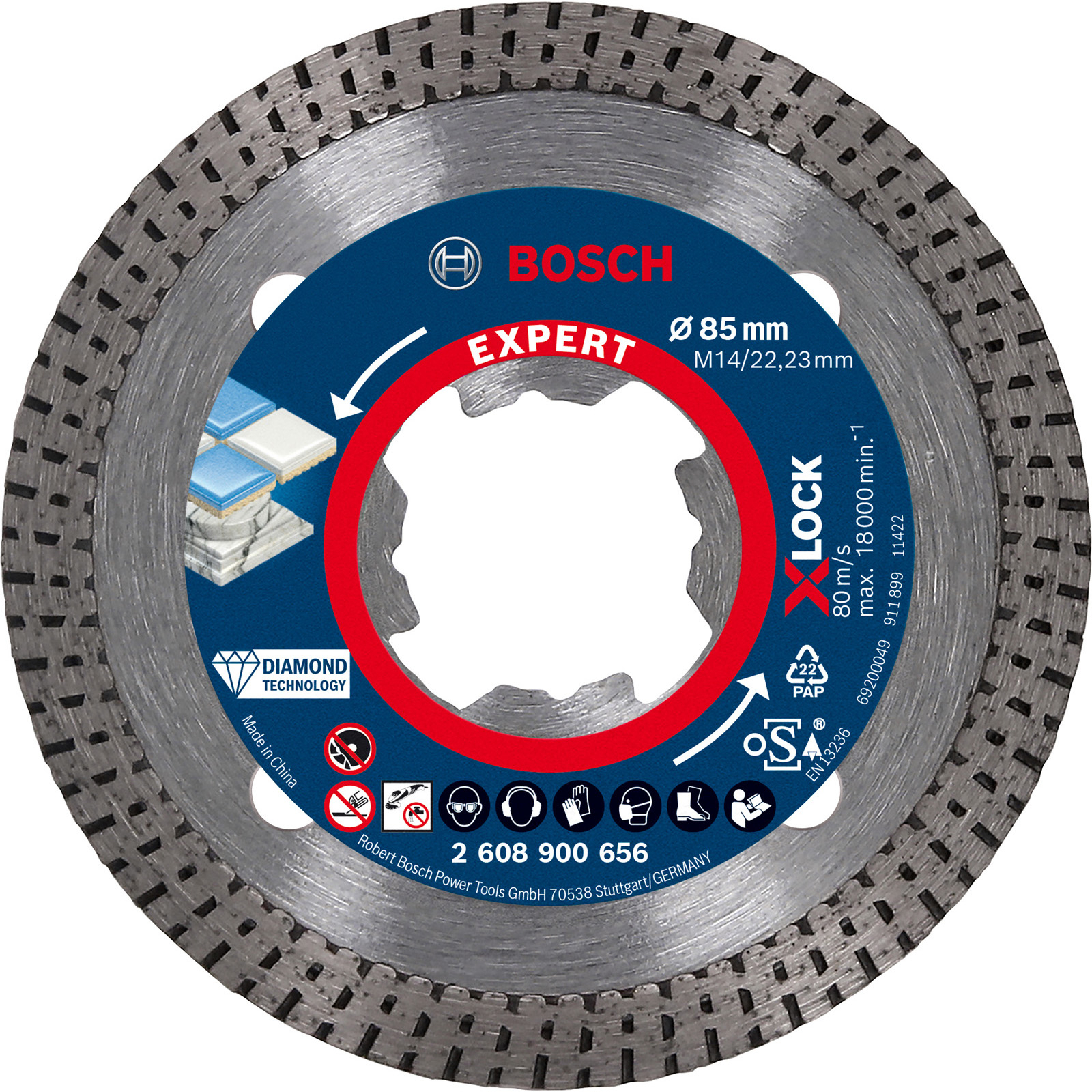 Bosch Expert HardCeramic X-LOCK Diamanttrennscheiben 85 x 22,23 x 1,6 x 7 mm - 2608900656