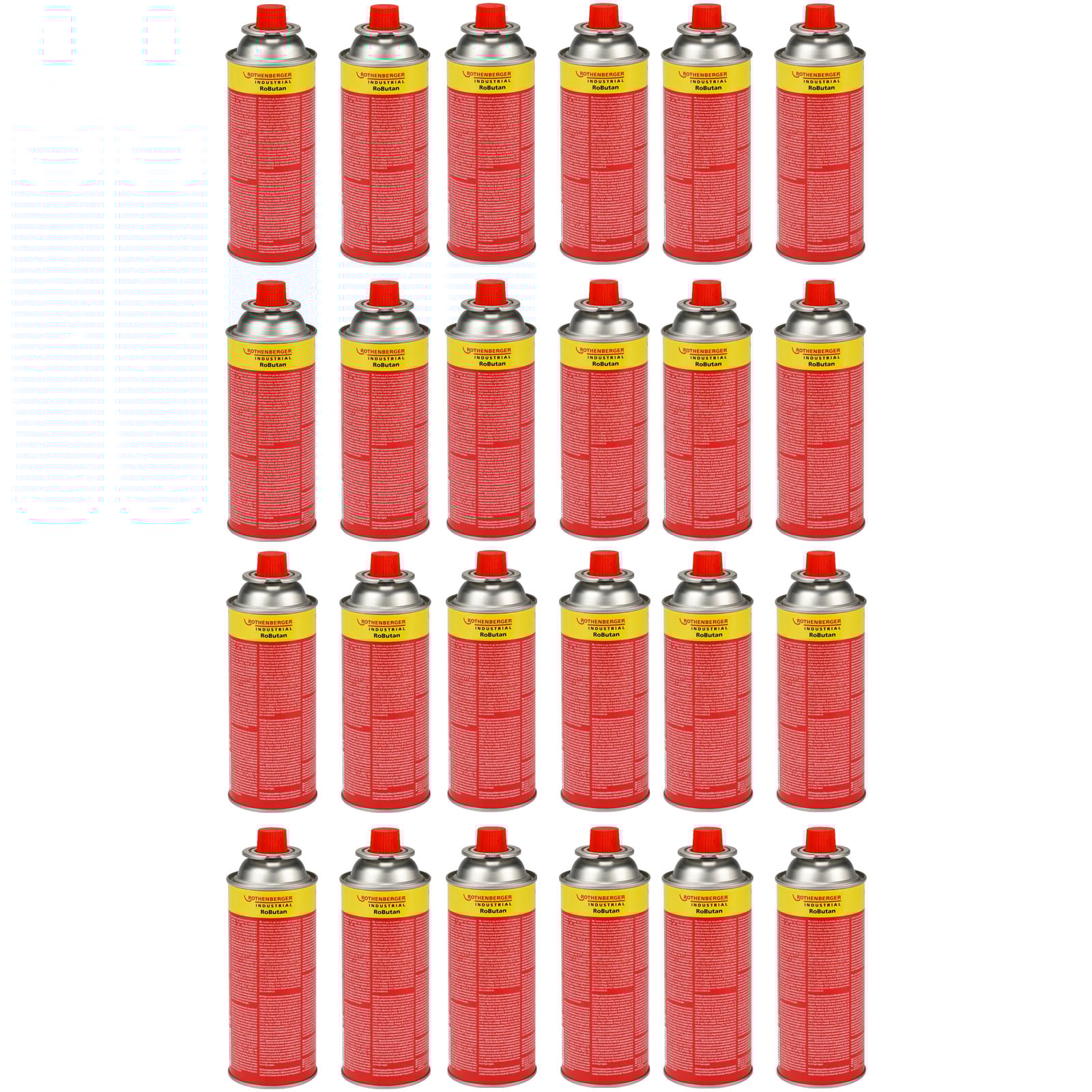 ROTHENBERGER Industrial Gaskartusche RoButan 220 g / 393 ml, Bajonett-Verschluss, MSF-1A, Ventilkartusche Gas Outdoor Camping Brenner Unkrautvernichter, 28 Stück