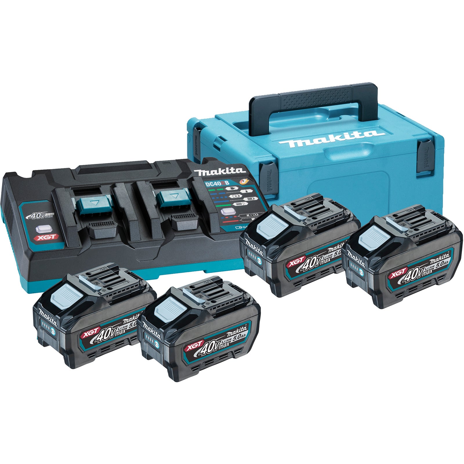 Makita Power Source Kit Li 40V max. inkl. Doppel-Schnellladegerät DC40RB und 4x Akkus BL4050F 5,0 Ah im MAKPAC Gr. 3 - 191U42-2