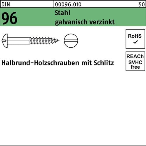 Holzschraube DIN 96 Halbrundkopf Schlitz 1,6x8 Stahl galv.verz. 500St.