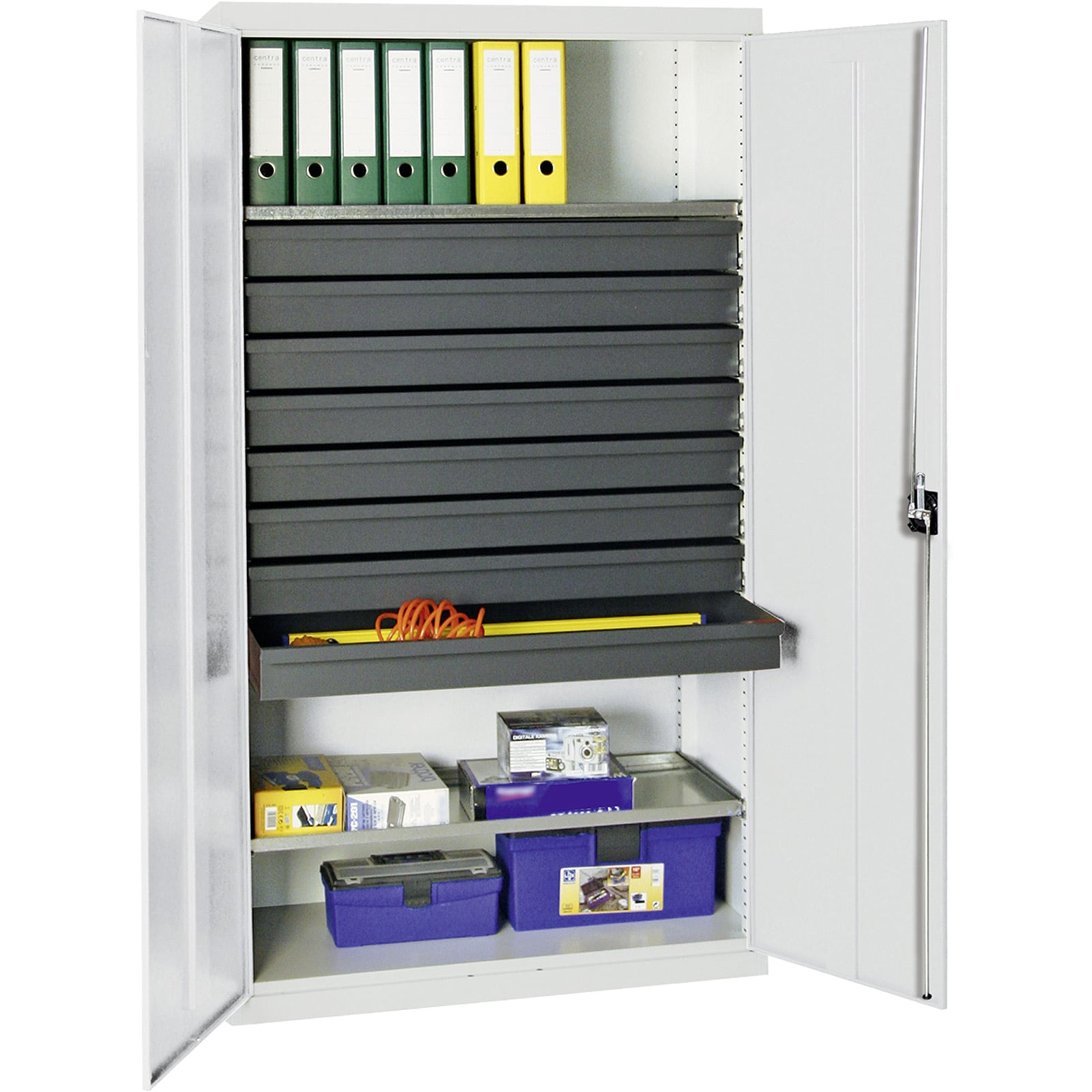 Stumpf Werkzeug- und Materialschrank Serie 3000 lichtgrau + 8 Schublade 100 mm + 2 Auszugsböden durchgehend - 3008107