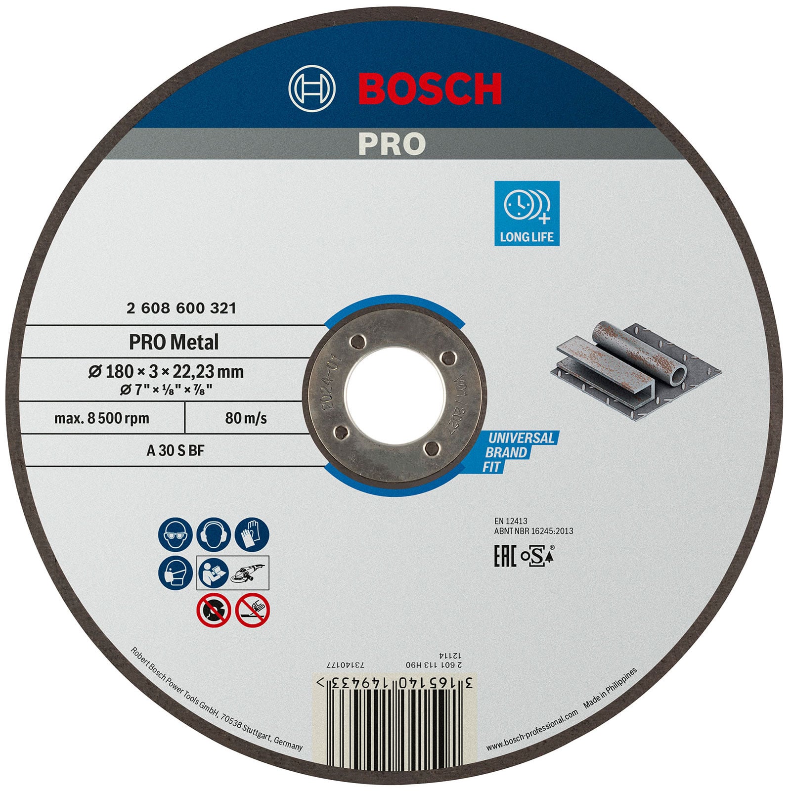 Bosch PRO Metal Trennscheibe 180 x 3 x 22,23 mm - 2608600321