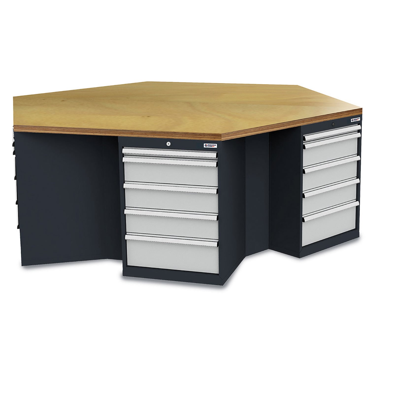 WS24 6-Eck-Werkbank B x T x H 2.500 x 2165 x 860 - WS24-100147
