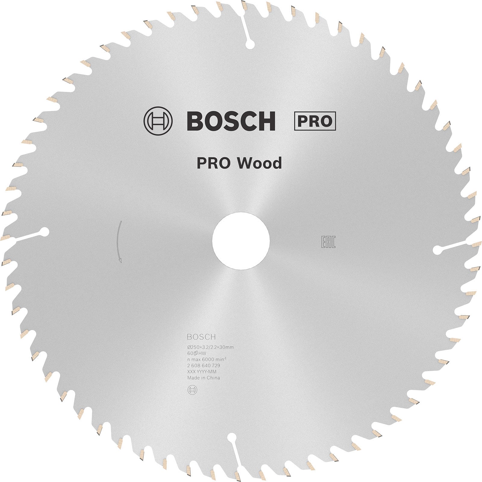 Bosch PRO Wood Kreissägeblatt 250 x 3,2 x 30 mm - 2608640729