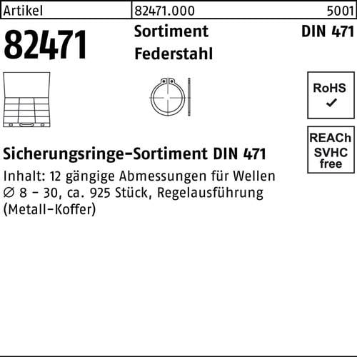 Sicherungsringsortiment DIN 471 925tlg. Federstahl 1 Stück