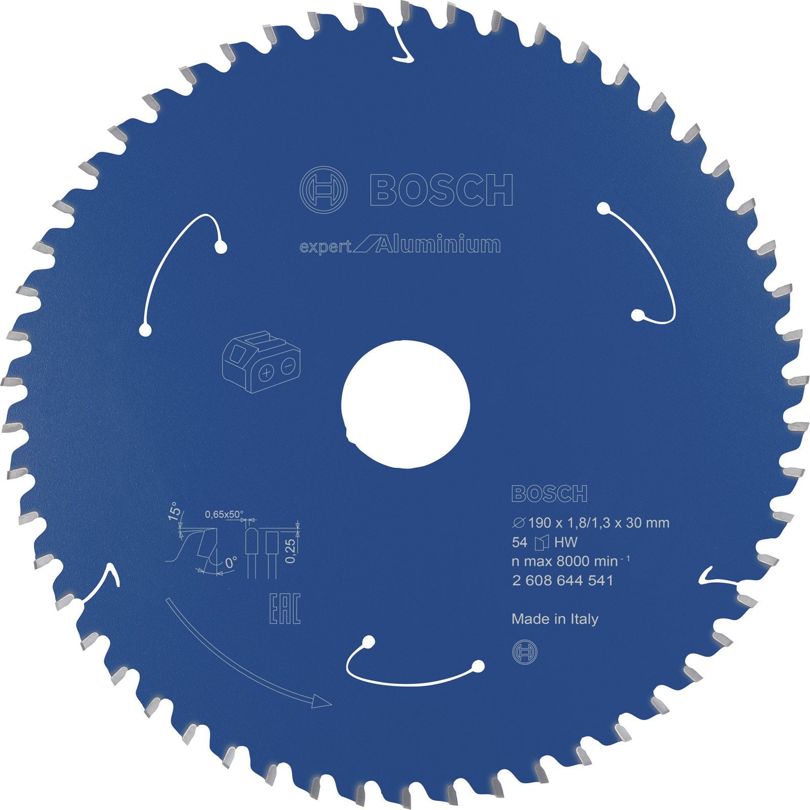 Bosch Kreissägeblatt Expert for Aluminium für Akku-Handkreissägen 190 x 1,8 / 1,3 x 30 54 Zähne - 2608644541