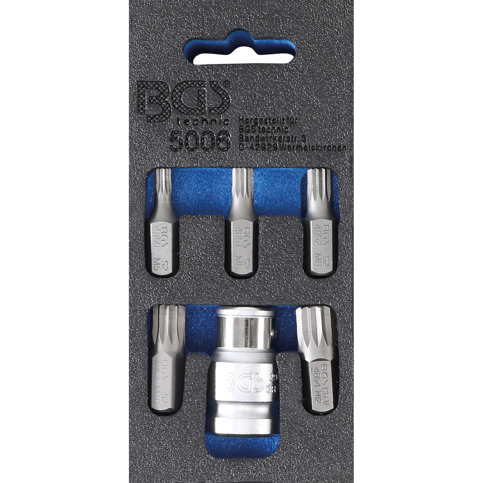 BGS Schraubendreher-Bit-Satz Antrieb Außensechskant 10 mm (3/8") Innenvielzahn (für XZN) 6tlg. - 5006