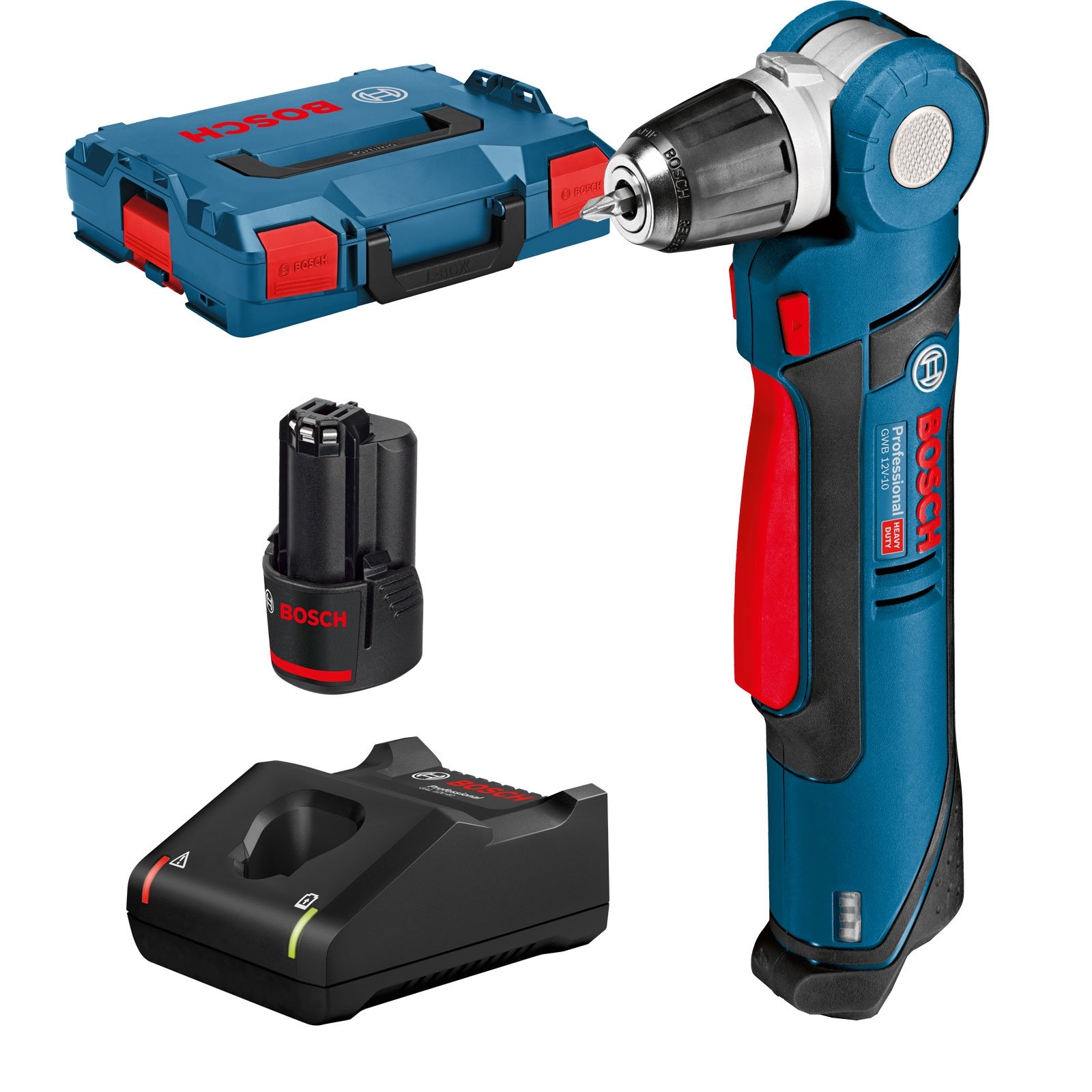 Bosch Akku-Winkelbohrmaschine GWB 12V-10 12 V / 2x 2,0 Ah Akku + Ladegerät in L-Boxx - 0601390908 Bosch Akku-Winkelbohrmaschine GWB 12V-10 12 V / 2x 2,0 Ah Akku + Ladegerät in L-Boxx - 0601390908