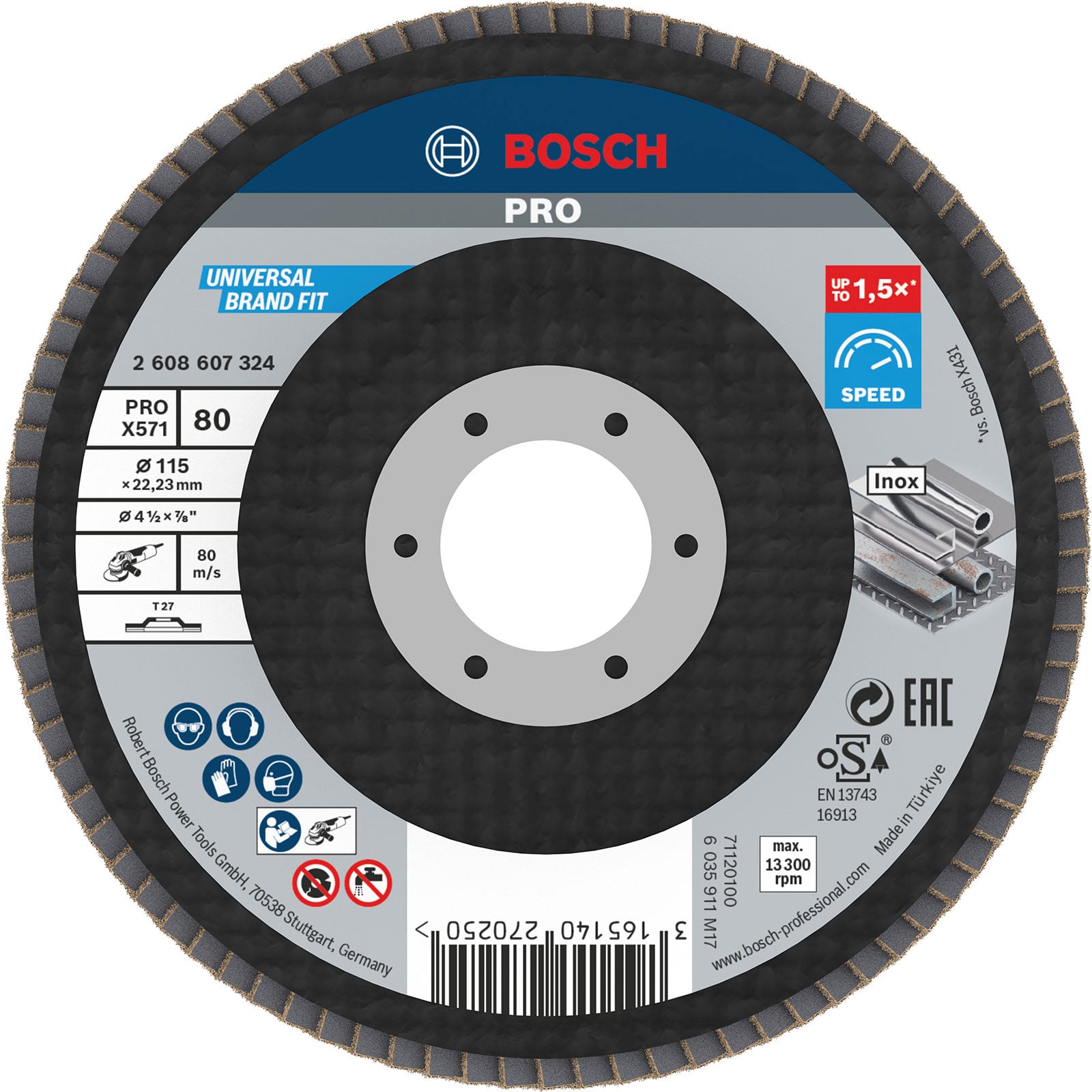 Bosch PRO X571 Fächerschleifscheibe 115 mm G80 - 2608607324