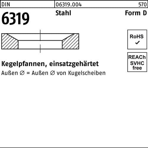 Kegelpfanne DIN 6319 Form D D 35 x56 x12 Stahl einsatzgehärtet 10 Stück