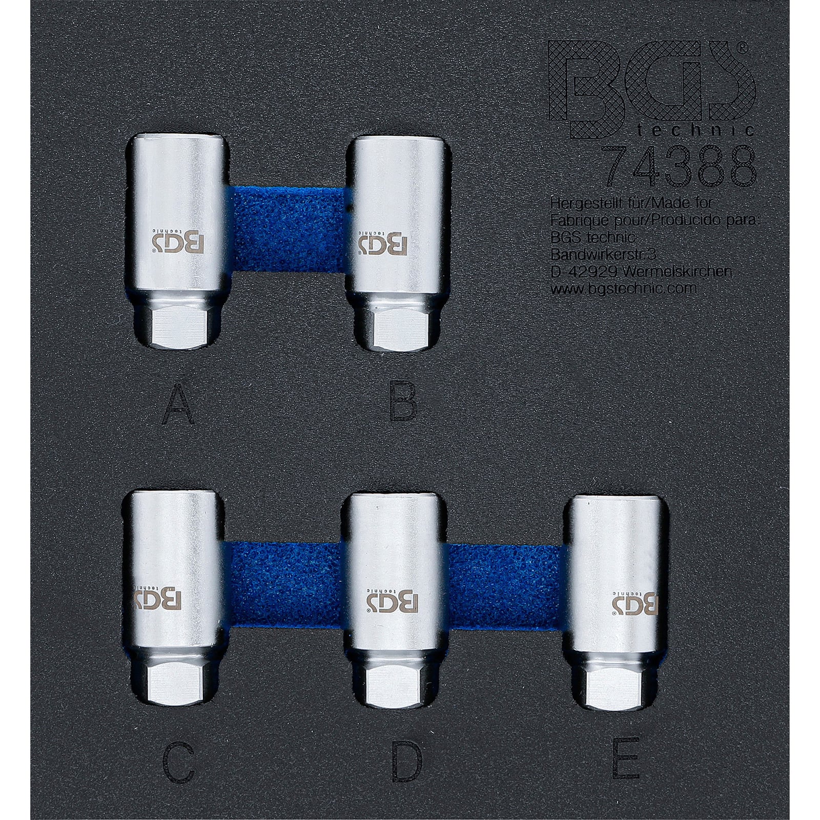 BGS Werkstattwageneinlage 1/6: Felgenschloss-Werkzeug-Satz für Tesla 5tlg. - 74388