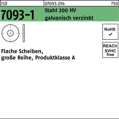 Unterlegscheibe ISO 7093-1 12 Stahl 200 HV galv.verz. 100 Stück