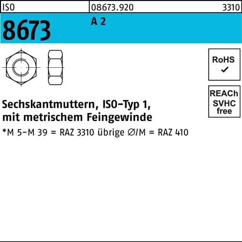 Sechskantmutter ISO 8673 M 30 x 2 A 2 10 Stück
