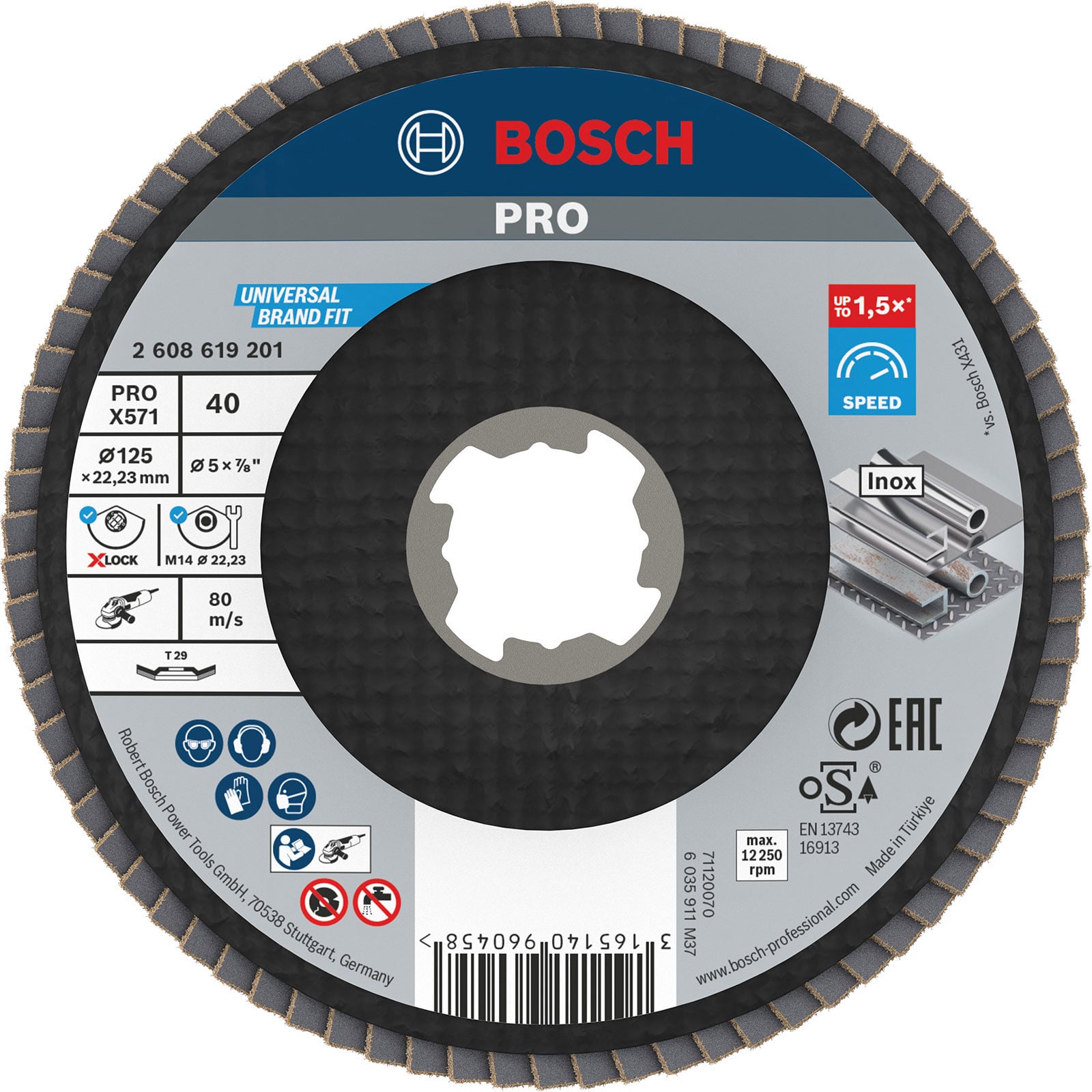 Bosch PRO X571 X-Lock Fächerschleifscheibe 125 mm G40 - 2608619201