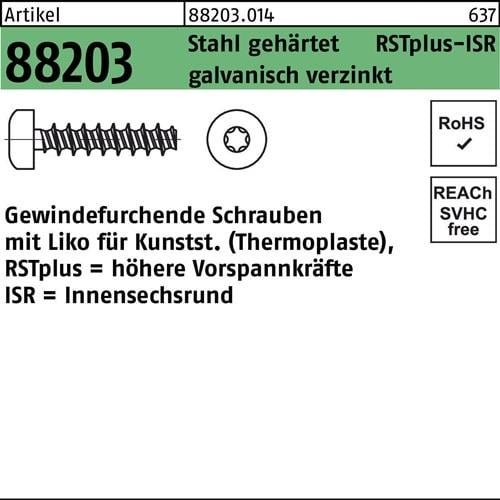 Gewindefurchendeschraube R 88203 Liko ISR 5x20-T25 Stahl geh.galv.verz. 500St.