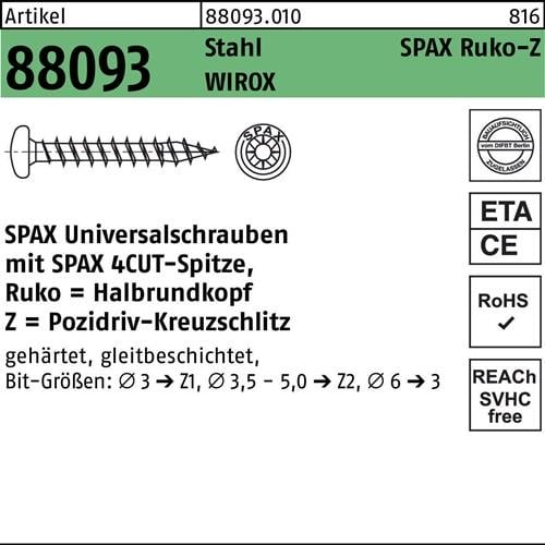 Schraube R 88093 Ruko Spitze/PZ 4x35/32-Z Stahl galv.verz. WIROX 1000St. SPAX