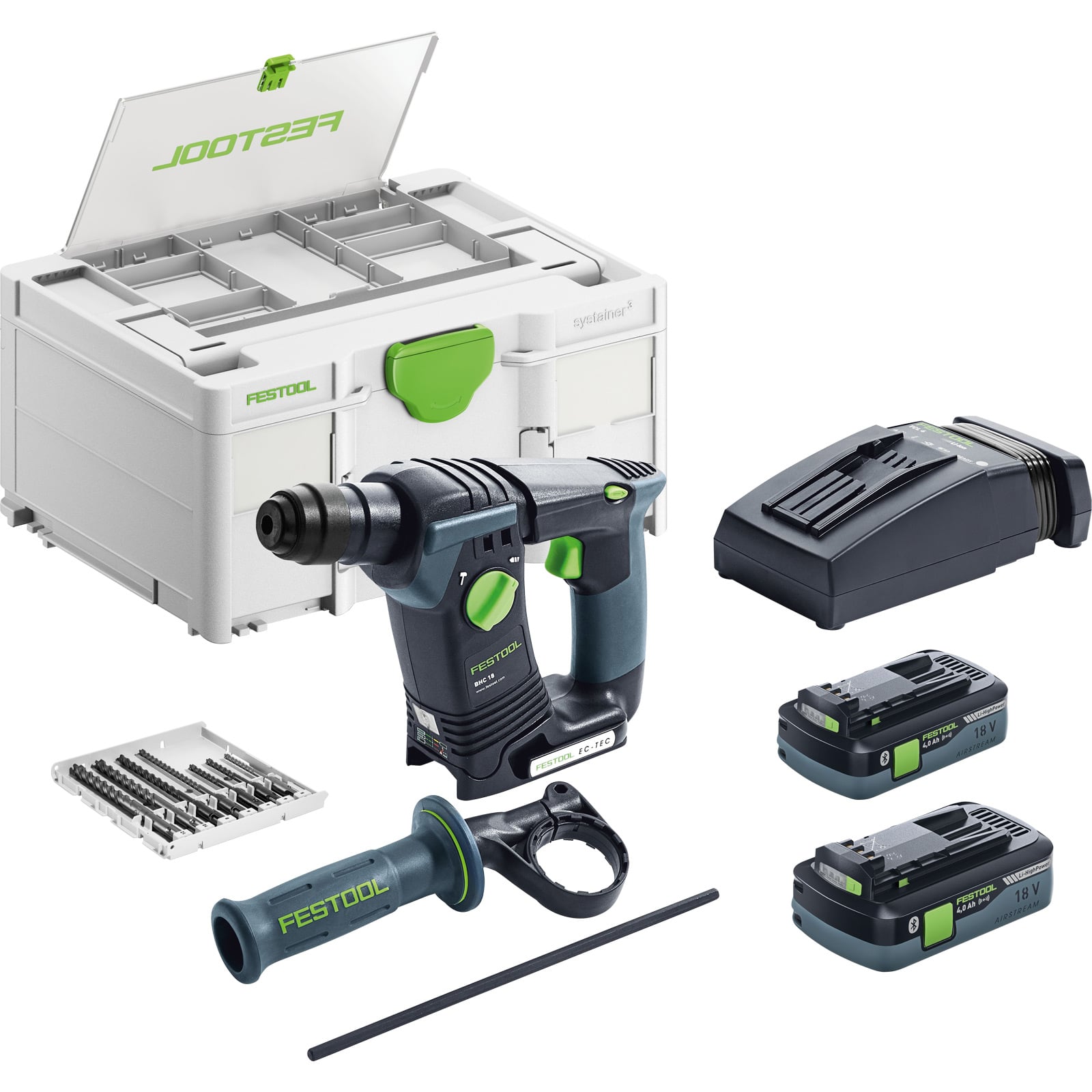 Festool Akku-Bohrhammer BHC 18 HPC 4,0 I-Plus / 2x 4,0 Ah Akku + Ladegerät im Systainer - 577602