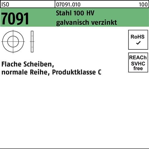 Unterlegscheibe ISO 7091 18 Stahl 100 HV galv.verz. 100 Stück
