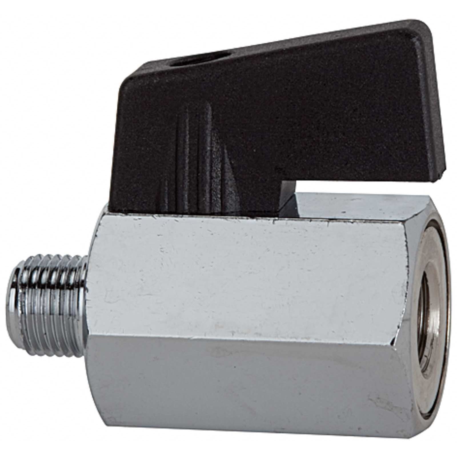 Riegler Mini-Kugelhahn glatte Oberfläche Messing vernickelt G 1/4 IG/AG DN 8 - 103344