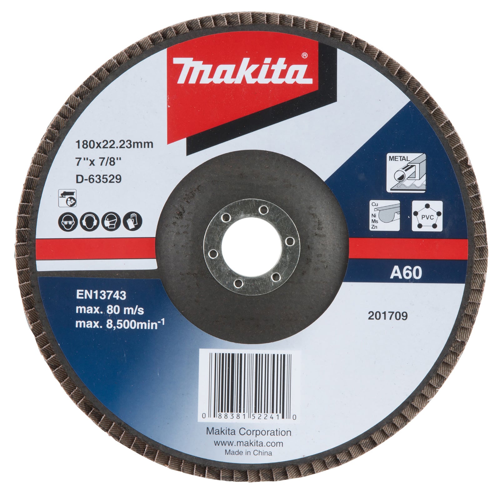 Makita Fächerschleifscheibe 180 mm A60 - D-63529