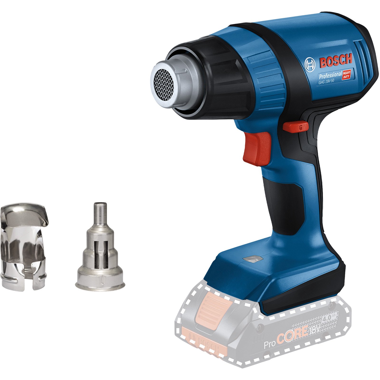 Bosch Akku-Heißluftgebläse GHG 18V-50 Solo inkl. 2x Düse - 06012A6500 Bosch Akku-Heißluftgebläse GHG 18V-50 Solo inkl. 2x Düse - 06012A6500