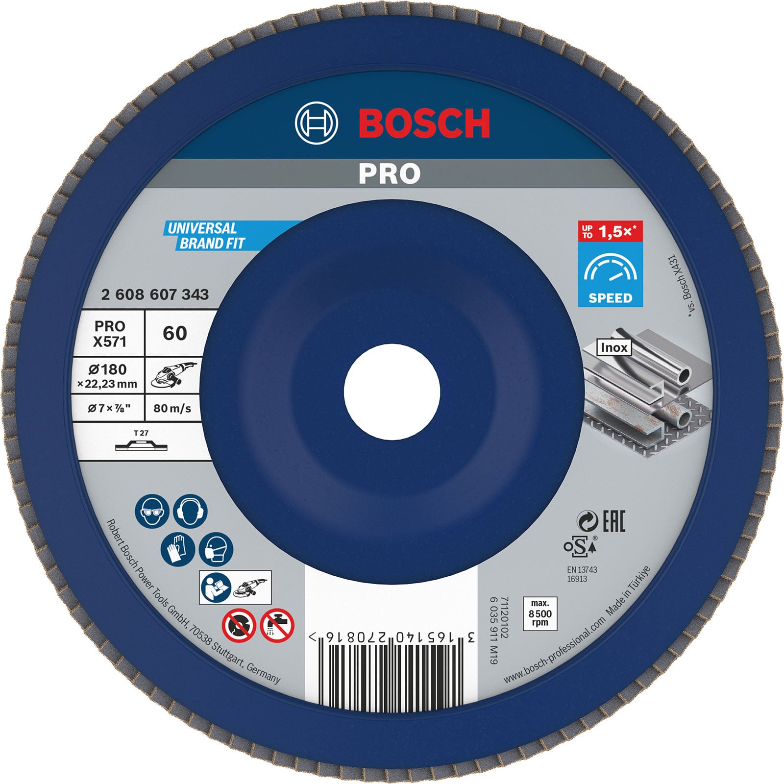 Bosch PRO X571 Fächerschleifscheibe 180 mm G60 - 2608607343