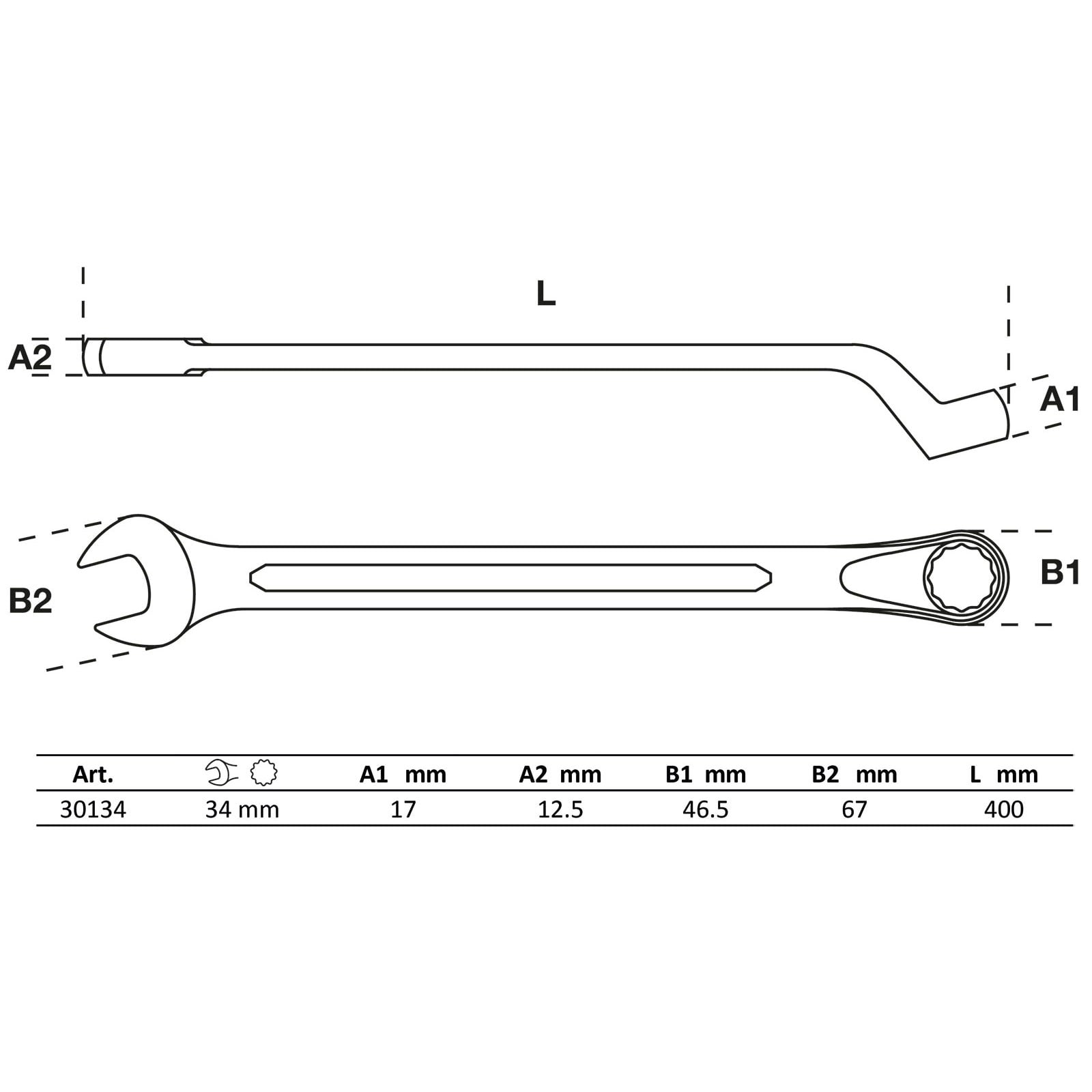 BGS Maul-Ringschlüssel gekröpft SW 34 mm - 30134