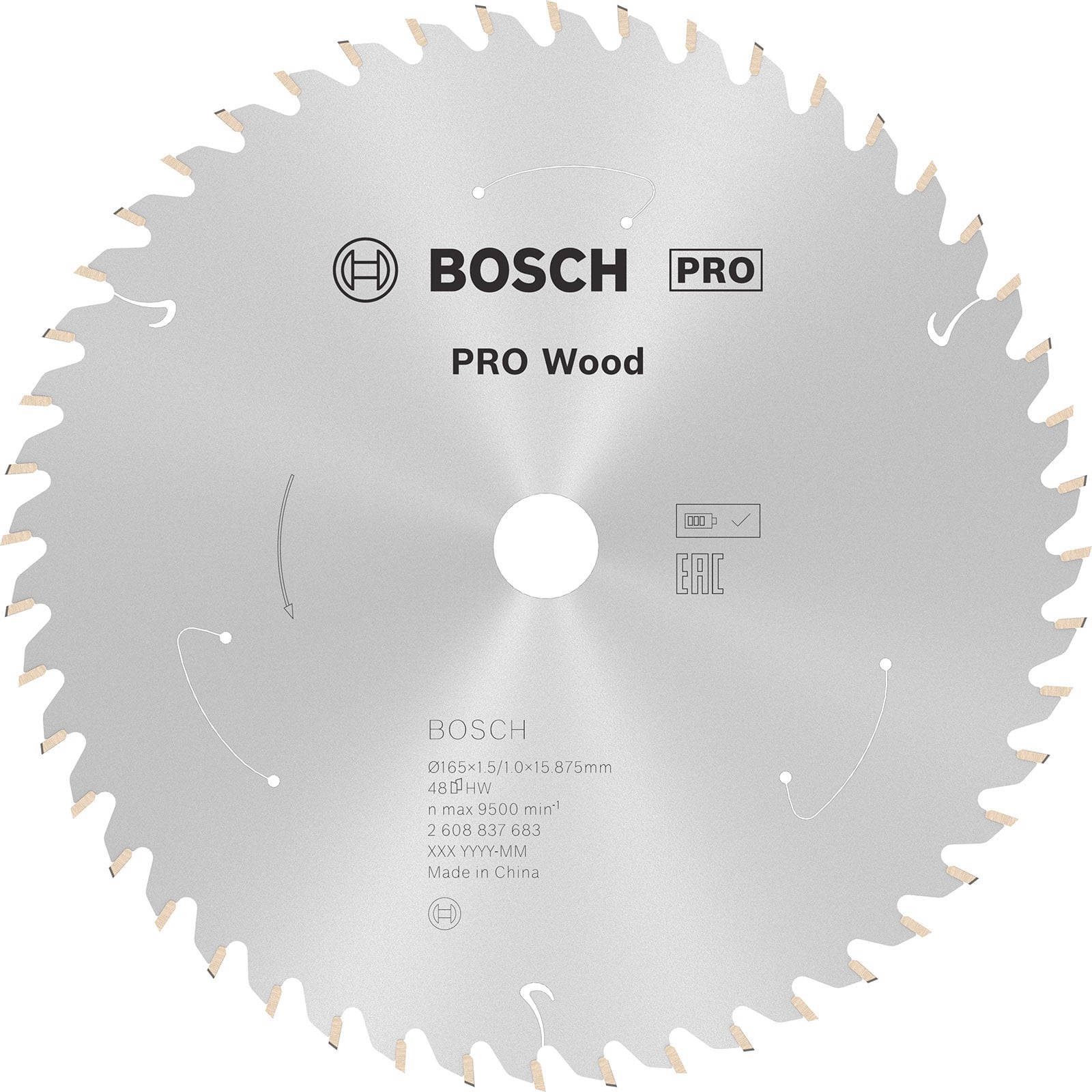 Bosch PRO Wood cordless Blatt für Kreissägen 165 x 1,5 x 15,875 mm - 2608837683