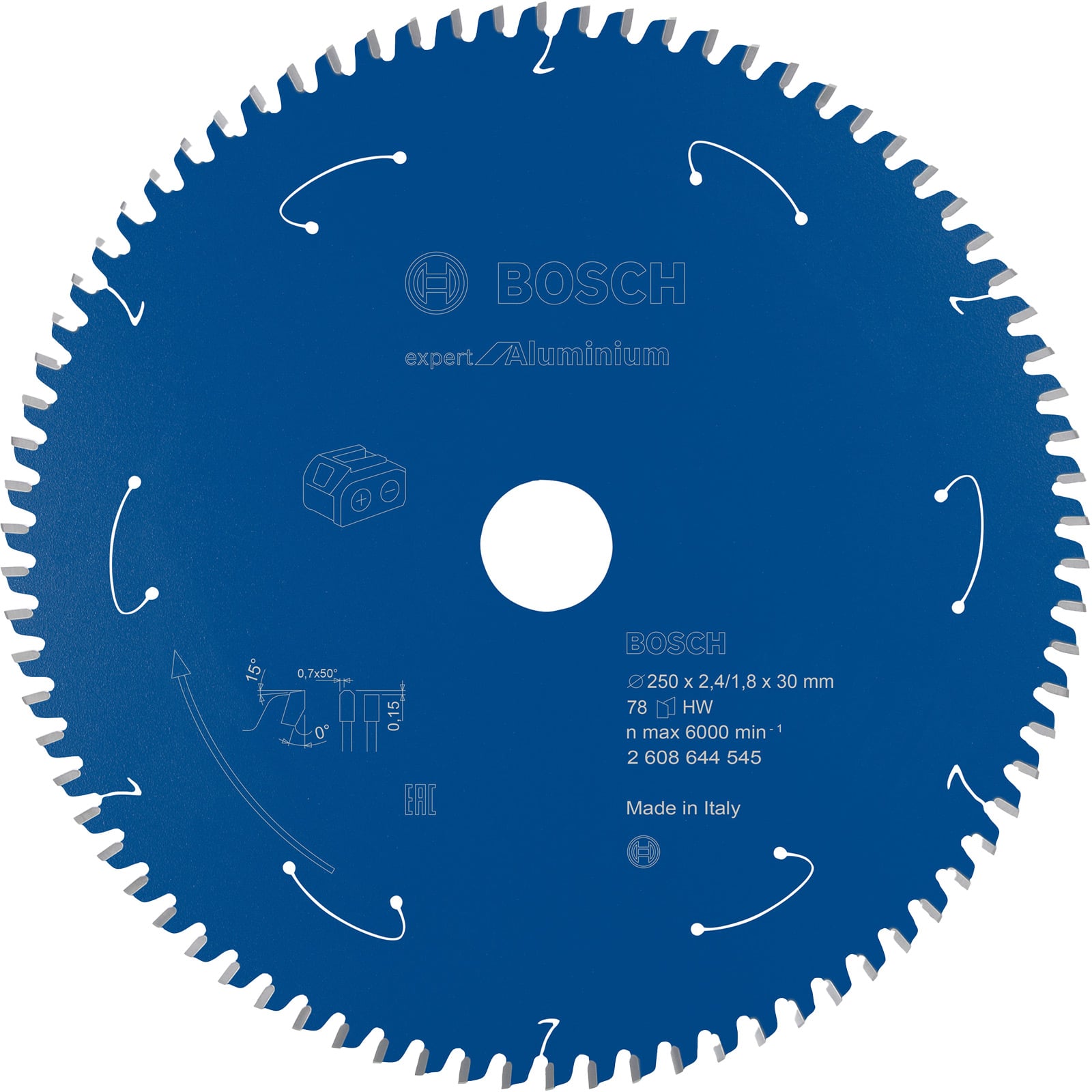Bosch Kreissägeblatt Expert for Aluminium für Akku-Gehrungssägen 250 x 2,4 / 1,8 x 30 78 Zähne - 2608644545